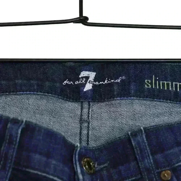 Mens 7 For All Mankind Slimmy Jeans in Faded Dark Indigo Size 28 - Picture 2 of 7